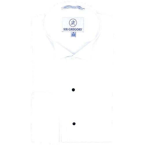 Sir Gregory Men's Fitted Tuxedo Shirt with Wing Collar French Cuffs and 1/4 Inch Pleat