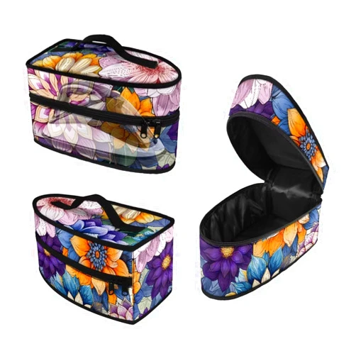 Maiyoinou Floral Iron Portable Storage Bag Fits for Home Outdoor Reusable Colorful Clothes Iron Storage Case with Zipper Closure