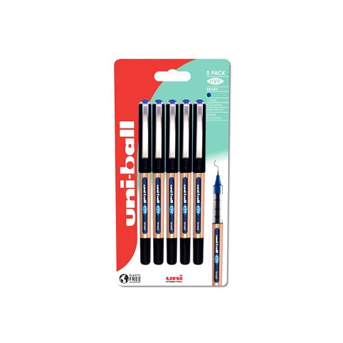 uni-ball UB-150-10 Eye Rollerball Pens. Premium Broad 1.0mm Ballpoint Tip for Super Smooth Handwriting, Drawing, Art, Crafts and Colouring. Fade and Water Resistant Liquid Uni Super Ink. 5 Pack Blue