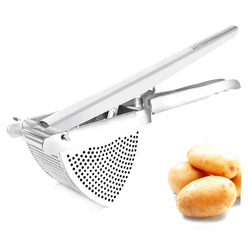 LHS Heavy Duty Potato Ricer and Masher, Stainless Steel Potato Masher, Business Fruit Masher and Food Press for Commercial and Home Use, All Sides Holes