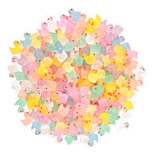 UUYYEO 100 Pcs Mini Glow in The Dark Ducks Tiny Resin Ducks Micro Landscape Duck Ornaments Miniature Fairy Garden Ducks Dollhouse Animal Figures