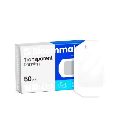 Bioemmalab Large Waterproof Bandages Clear Dressings Tattoo Tape Sensitive Skin Wounds Care, Transparent Film Dressing Adhesive Occlusive Patch for Post Surgical Use, Medical Cover for Fragile Skin and Swimming