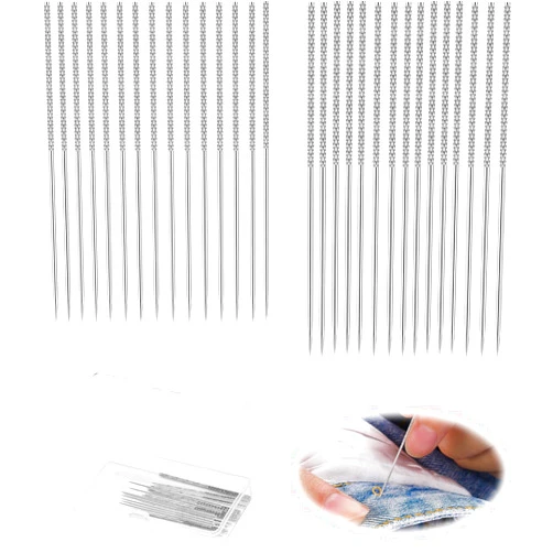 Nsidd 30 Pcs Snag Repair Needle Repair, Repair Woven and Knits Tool Snag Repair Tool 15pcs 2.36 x 0.03 Inch + 15Pcs 3 x 0.047 Inch Snag Repair Tool for Woven Knitted Cloth Garments Drapes.