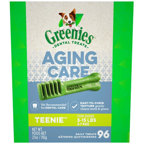 Greenies Aging Care TEENIE Natural Dental Care Dog Treats, 27 oz. Pack (96 Treats)