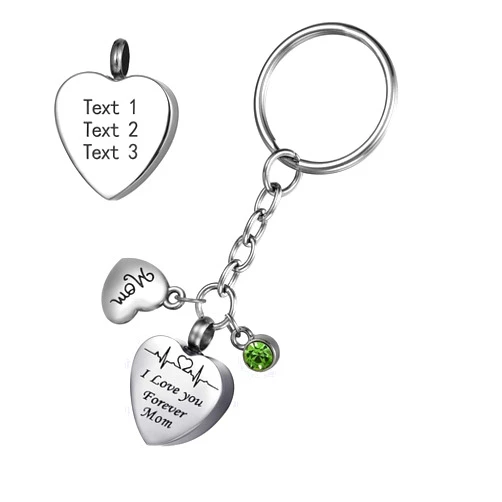 FCZDQ Heartbeat I Love You Forever Family Memorial Keepsake Cremation Jewelry for Ashes Urn Keychain Mom - Customized