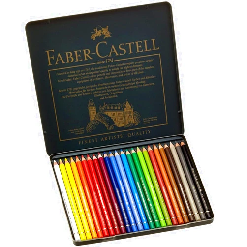 Faber-Castell 24 Piece Polychromous Colored Pencil Set in Metal Tin