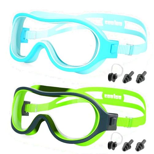 COOLOO Swimming Goggles for Kids 6-16, 2 Pack Kids Swim Goggles for Children Teens Anti-Fog Anti-UV Clear Wide View