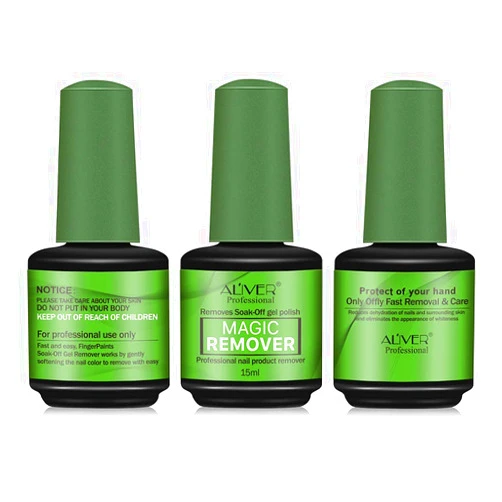 ALIVER Gel Nail Polish Remover - 3 Pack, 15ml Magic Remover Gel Nail Polish, Quickly Soak Off Nail Polish Remover - Gel Polish Remover Green