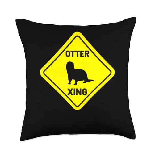 The Space Otter - Otter Décor & Animal Lover Gifts Sea Xing Funny Animal Lovers Women's River Otter Throw Pillow, 18x18, Multicolor