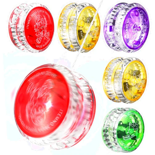 Toyvian Glow in the Dark Light Up Yo-Yo Set for Kids - 6 Pcs LED Light Up Yo Yo Ball Bulk, Flashing Plastic Entertaining Responsive Ball for Beginner Kids Birthday Party Goodie Bag Fillers