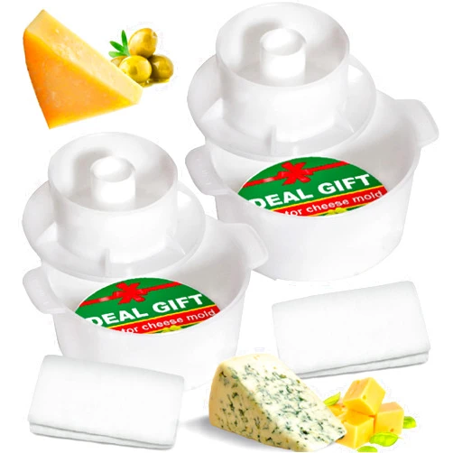PetriStor 2 pcs Cheese Mold with a Follower Piston and Cheesecloth – Cheese Making Kit - Cheesemaking Supplies – Cheese Form Mold - Cheese Making Basket - Cotton Cloth For Straining - Molde Para Queso
