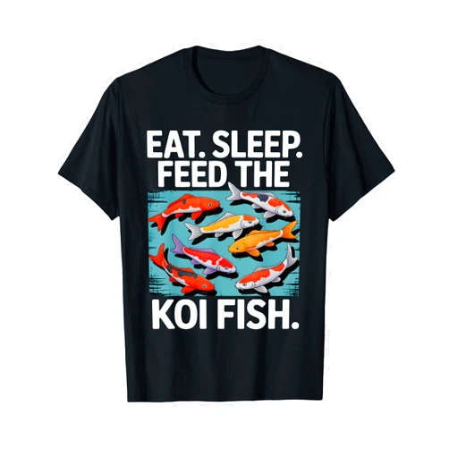Humor Saying For Koi Fish Keeper Tees Eat Sleep Feeds The Koi Fish Funny Koi Lover Koi Carp T-Shirt