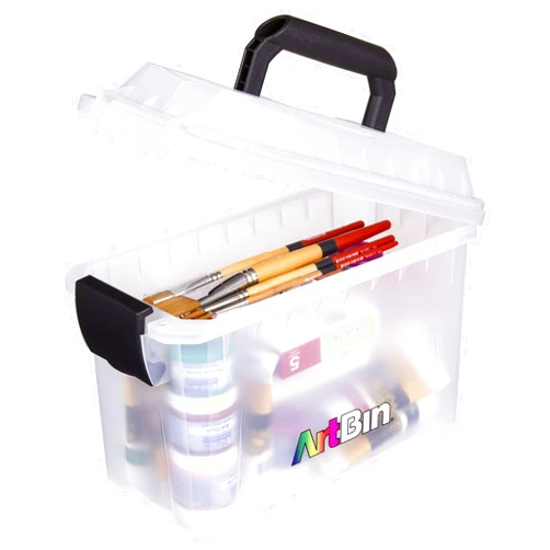 ArtBin 6815AG Mini Sidekick Carrying Case, Portable Art & Craft Organizer with Handle, [1] Plastic Storage Case, Clear