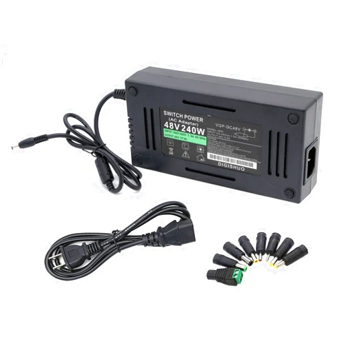 DIGISHUO DC 48V 5A 240W Power Supply Adapter Transformer Switch AC 110V/240V to DC 48V 5A Switching Converter LED Driver for LED Strip Light CCTV Camera Security System (48V 5A 240W)