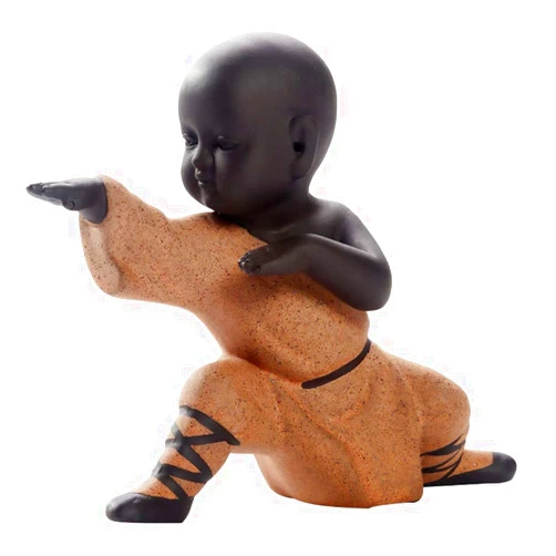 OEIPSMK 1pc Monk Statue Laughing Buddha Statue Chinese Kung Fu Monk Figurines Bobbleheads for Car Dashboard Mini Buddha Sculpture Kung Fu Monk Decor Pocket Tea Pet Lovers Zen Buddha Statue