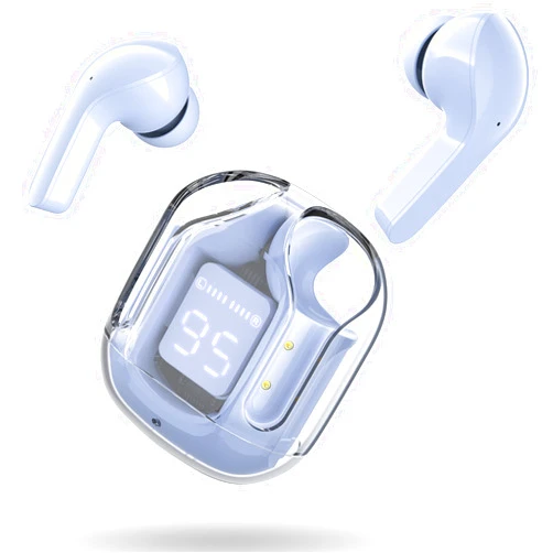ACEFAST T6 Wireless Earbuds, Bluetooth Headphones with ENC Noise Canceling Translucent Earphones, HiFi Dual Stereo Microphone Mini in-Ear Earbuds with Charging Case and LED Digital Display Iblue