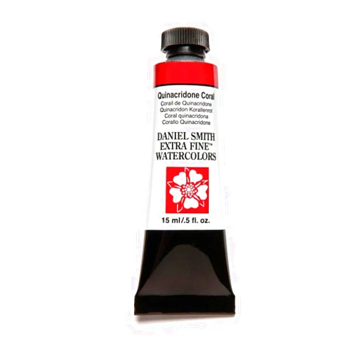 Daniel Smith Extra Fine Watercolor Paint, 15ml Tube, Quinacridone Coral, 284600088, 0.5 Fl Oz (Pack of 1)