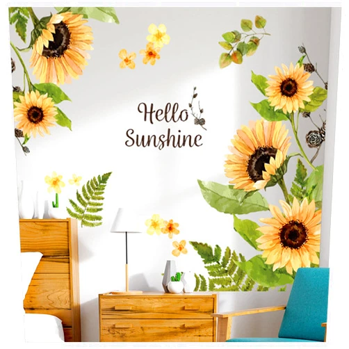 Hanlongyu Sunflower Wall Stickers, 3D Yellow Flower Wall Decals, Easy Peel and Stick Wallpaper, DIY Removable Wall Art Sunflower Mural for Bathroom, Bedroom, Nursery, RV Shower Door Nursery Home Decor