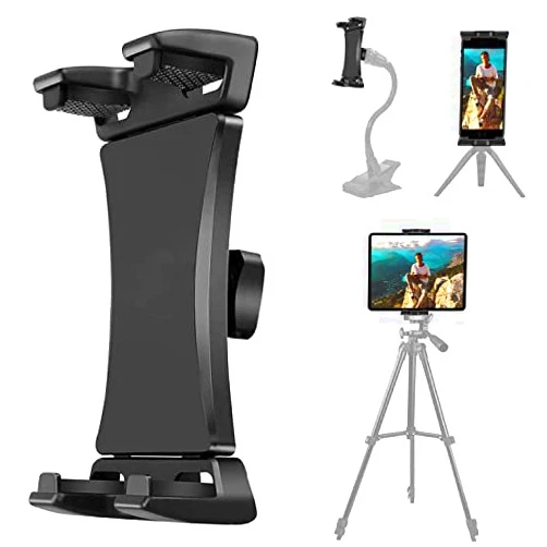 TACOMEGE 4.7-12.9'' Tablet Ball Mount Clip for Gooseneck Stand, Large Tablet Clamp for ipad pro 12.9 (Ball Mount)