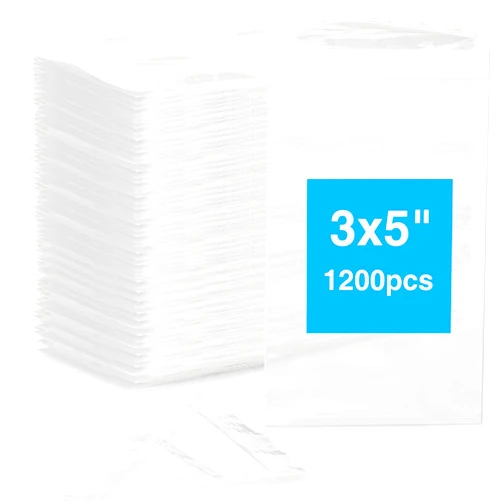 Aubeco 1200pcs Plastic Bags, 3 x 5 inch 2 mil Jewelry Bags, Clear Small Zip Bag, Resealable Zip Bag for Small Business, Storage, Candy Bags