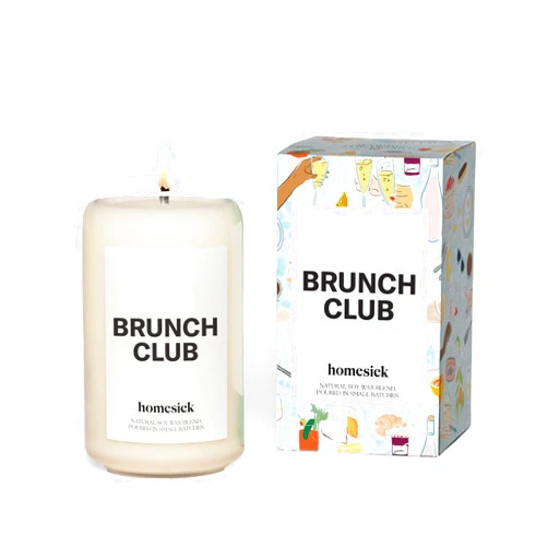 Homesick Scented Candles for Home (Brunch Club) - 13.75 oz Long-Lasting Soy Wax Blend Jar Candle Gifts for Women & Men, 60-80 Hours Burn Time - Notes of Pomegranate Juice, Wild Berries & Prosecco
