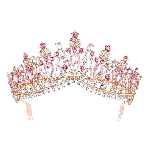 Higohome Gold Tiaras Crystal Wedding Bridal Crown for Women Baroque Queen Crown with Comb