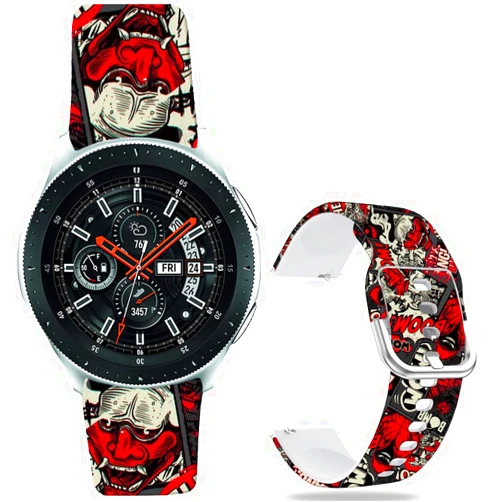 Hepsun Halloween Scary Ghost Scream Horror Red Compatible with Samsung Galaxy Watch 4 40/44mm/Galaxy Watch 42mm/Watch 3 41mm/Active 2/Gear S2 Classic/Sport/Garmin Vivoactive 3 20mm Soft Silicone