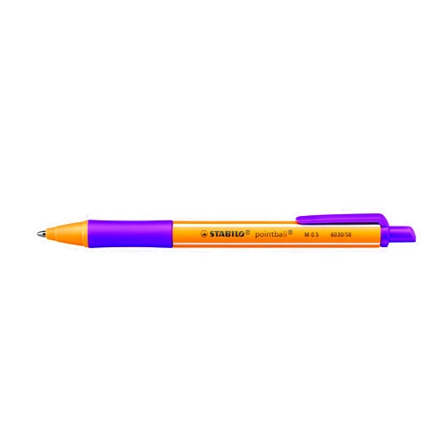 STABILO 'POINTBALL' RETRACTABLE BALLPOINT Pen LILAC INK (PACK of 3)