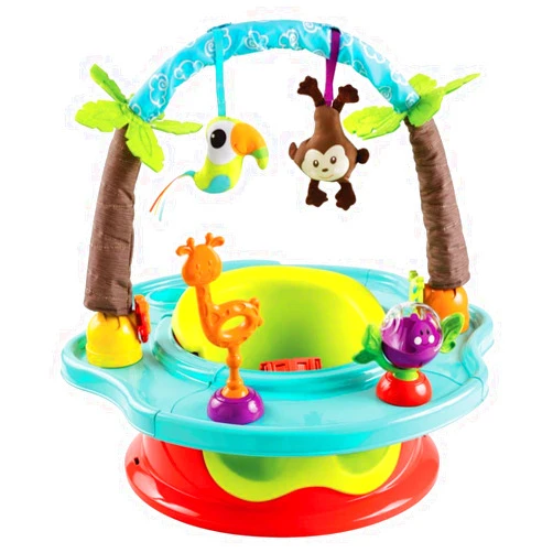 Bright Starts Summer by Bright Starts Deluxe SuperSeat, Wild Safari, Fun Baby Seat for Sitting Up, Playtime, and Meals, Ages 4 Months to 4 Years