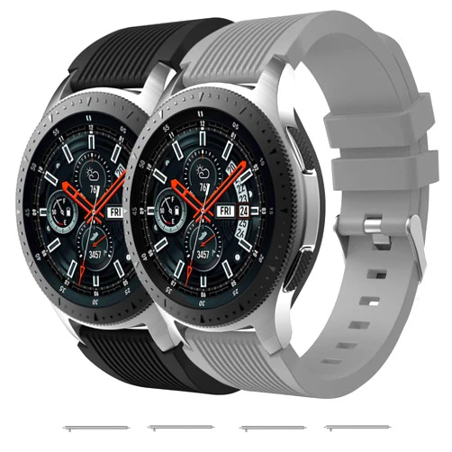 Nacorulu Band Compatible for Samsung Galaxy Watch 46mm Bands/Galaxy Watch 3 45mm/Gear S3 Classic/Gear S3 Frontier, 22mm Smart Watch Silicone Band for Women Men (2 PACK)