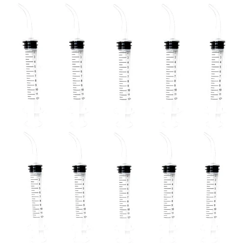 XINGLIAN 12ml Dental Syringe, Dental Irrigation Syringe with Curved Tip, for Oral, Dental Care, Tonsil Stone Squirt, Feed Pet, 10 Pack