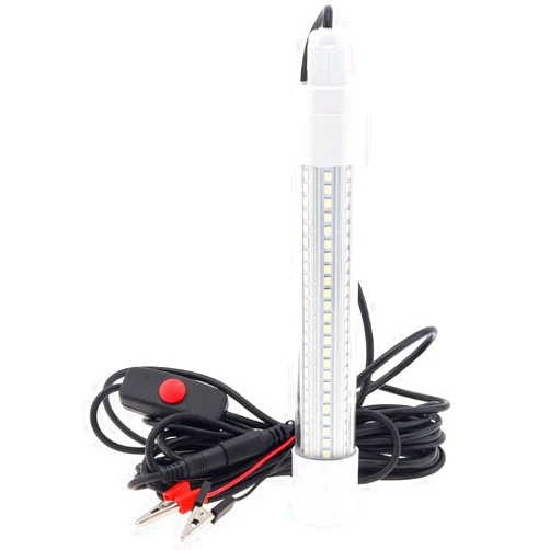 RTNLIT 16W Underwater Fishing Light, DC 12-48V LED Submersible Fish Finder Light, Night Ice Fishing Attracting Light, with 5M Power Cord and Battery Clip
