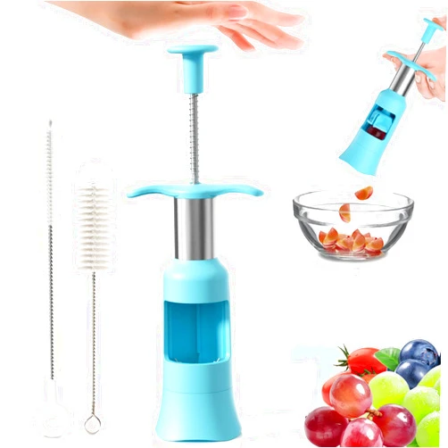 PIUGERU Grape Cutter Slicer Grape Slicer with 2 Straw Brushes Cuts Grape & Tomato & Blueberry