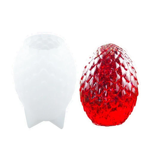 Fogun Dragon Silicone Mold, Dragon Egg Silicone Mold with USB Powered Lighting Base Stand for DIY Crafts Wedding Table Lamp Home Decoration