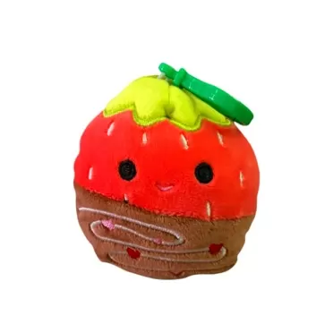 Squishmallows Official Kellytoy 3.5 Inch Clip On Bag Keychain Backpack Clips Squishy Soft Plush Toy Animal (Scarlet Chocolate Strawberry (Valentine Squad))