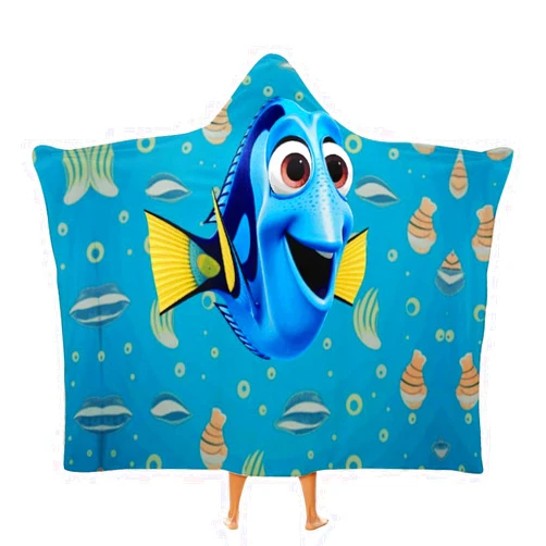 JTKLQDH Lightweight Hooded Blanket,Dory Faces Print Travel Blanket,home Lazy Cloak Blanket,office Shawl Blanket