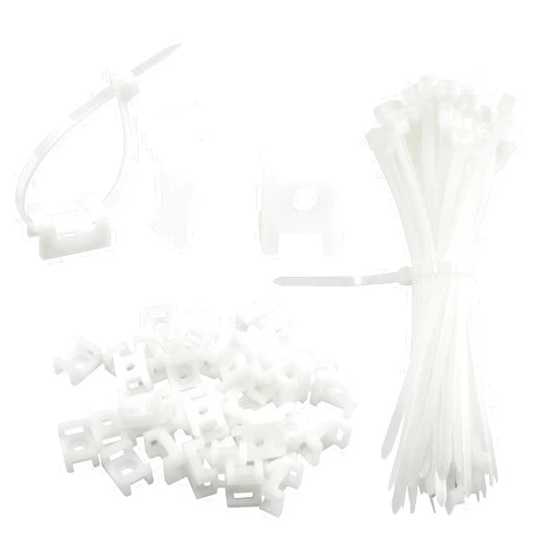 LifCratms 80Pcs White Saddle Type Mounts Base with Zip Ties, 0.9