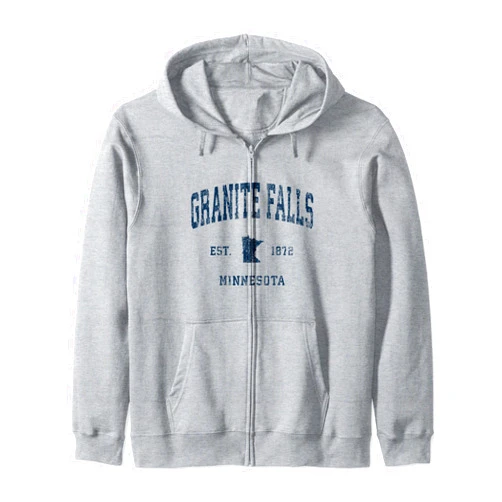 Granite Falls MN Retro T-Shirts & Gifts Granite Falls Minnesota MN Vintage Athletic Navy Sports Desi Zip Hoodie