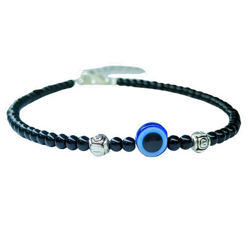 Handmade Black Bead Crystal Evil Eye Anklet Bracelet for Women Teen Girls Handmade Simple Waterproof Ankle Foot Bracelets for Women Minimalist Jewelry Adjustable (Design 7)