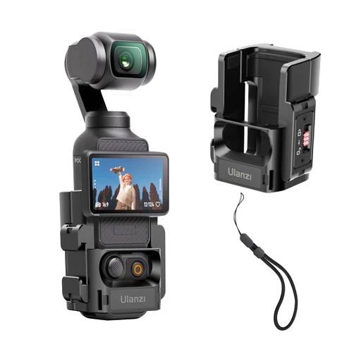 ULANZI PK-06 Expansion Adapter Accessories for DJI Osmo Pocket 3 Aluminum Protective Cage Metal Bracket Adapter Mount with 1/4 Screw Holes/Gopro Adapter/Cold Shoe/Osmo Action Quick-Release