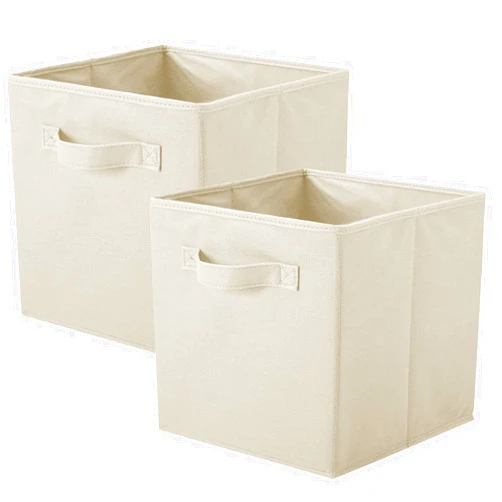 ShellKingdom Storage Bins, Foldable Fabric Storage Cubes And Cloth Storage Organizer Drawer For Closet And Toys Storage,2 Pack (Beige)