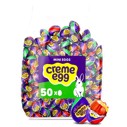 Taboom Cadbry Mini Creme Eggs Milk Chocolate Fondant Filled Eggs Bulk Pack - 1 Pound 50 Pieces - Easter Candy Individually Wrapped for Egg Hunts, Baskets Stuffers, Party Favors, and Sweet Treats