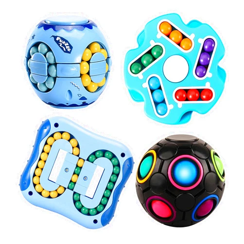 ODIKASO 4Pack Fidget Spinners Toys Rotate Cube Puzzles-Pop Sensory Toys for Autistic Children,Brain Teaser Sudoku Puzzles for Unisex-Children,Adults,Stress Relief Gifts,Learning & Education Toys(Blue Black)