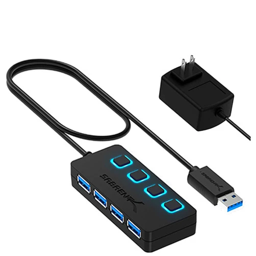 SABRENT 4 Port USB 3.0 Hub with Individual LED Lit Power Switches, Includes 5V/2.5A Power Adapter (HB-UMP3)