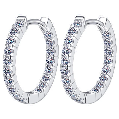 ASYH Moissanite Hoop Earrings 2.6CTTW D Color Lab Create Diamond Earrings 18K Gold Plated Sterling Silver Huggie Earring for Women Birthday Handmade Jewelry