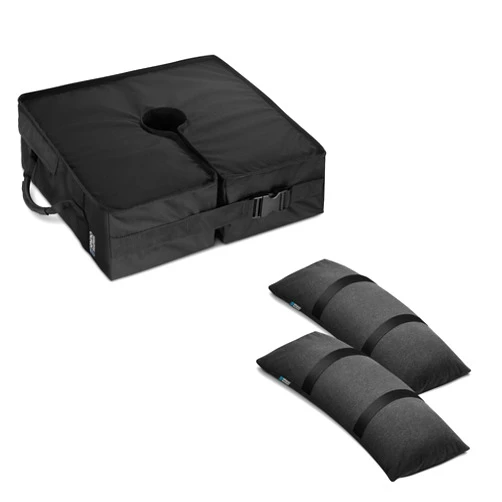 Rhino BaseMate Rhino Square Umbrella Base with Weight Side-Slot Opening + 2 Outdoor Fillable Arched Sandbags Umbrella Stand Fits Any Offset, Cantilever & Any Outdoor Patio Umbrella Stand for Outdoor Garden