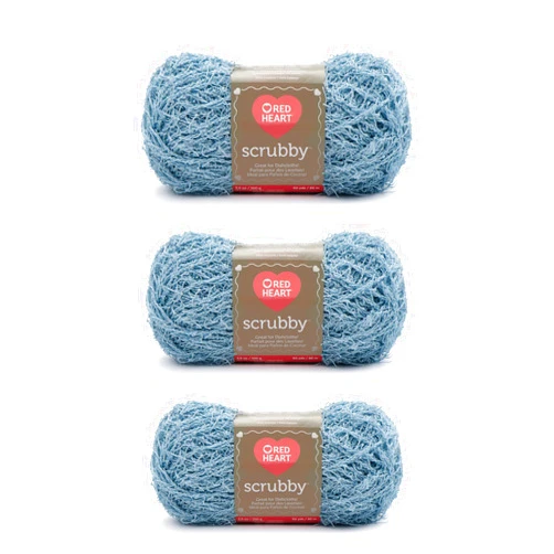 Red Heart Scrubby Glacier Yarn - 3 Pack of 100g/3.5oz - Polyester - 4 Medium (Worsted) - 92 Yards - Knitting/Crochet
