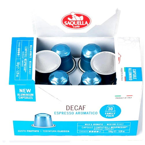Saquella Decaf Espresso Aromatico Family Pack 30 capsules.