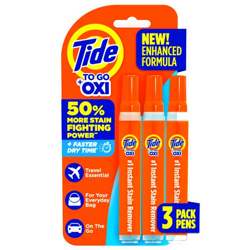 Tide Pen Stain Remover for Clothes, Tide To Go Pen, Instant Stain Remover Pen & Spot Cleaner, Portable & Travel-Friendly, Works on Food & Drink Stains, Fits in Purses & Bags, 3 Count (Pack of 1)