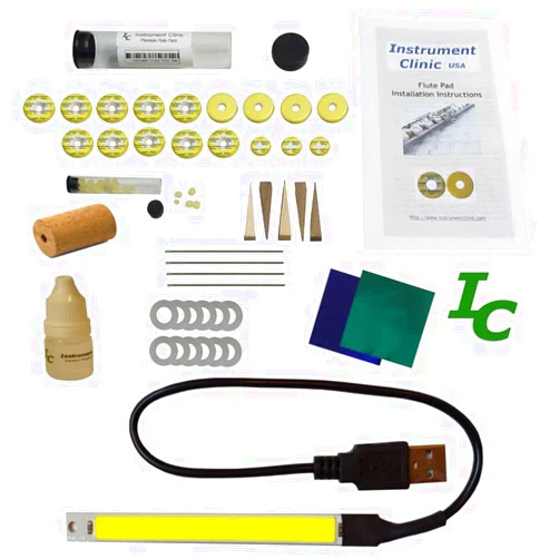 Instrument Clinic Flute Pad Kit, Replacement Pads Compatible wiith Gemeinhardt Flutes, with Instructions, Pads Made in USA!